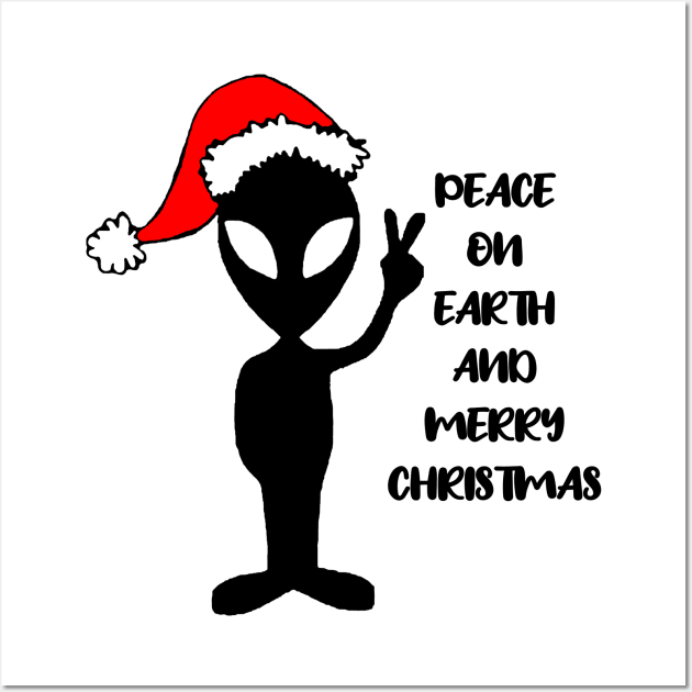 Aliens say peace on earth and merry Christmas Wall Art by S-Log